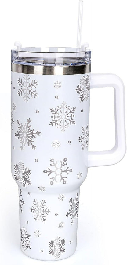 Frostbuddy™ 40oz Insulated Stainless Steel Tumbler with Handle, Abstract Brown Leopard Print - Leakproof Insulated Water Bottle