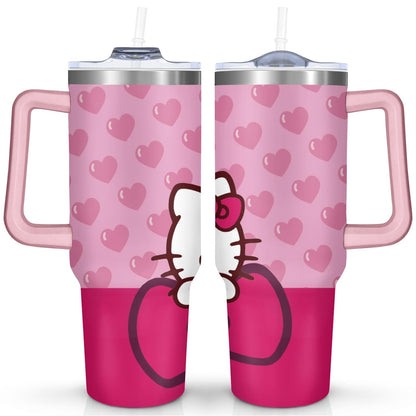 Frostbuddy™ 40oz Hello Kawaii Cat Cute Stainless Steel Tumbler with Lid - Reusable Stainless Steel Cup