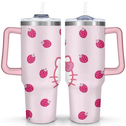 Frostbuddy™ 40oz Hello Kawaii Cat Cute Stainless Steel Tumbler with Lid - Reusable Stainless Steel Cup