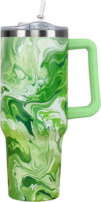 Frostbuddy™ 40oz Tumbler with Handle and Straw Lid | Vacuum Insulated Leak - Insulated Travel Tumbler Cup