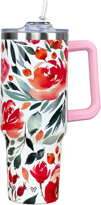 Frostbuddy™ 40oz Tumbler with Handle and Straw Lid | Vacuum Insulated Leak - Insulated Travel Tumbler Cup