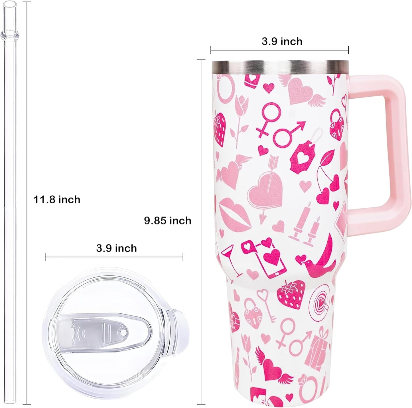Frostbuddy™ 40oz Easter Bunny Tumbler with Handle and Straw, Rabbit Stainless Steel - Leakproof Insulated Water Bottle
