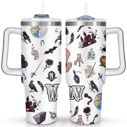 Frostbuddy™ 40oz Wednesday Girl Stainless Steel Tumbler with Lid and Straw,Wednesday Stuff - Reusable Stainless Steel Cup