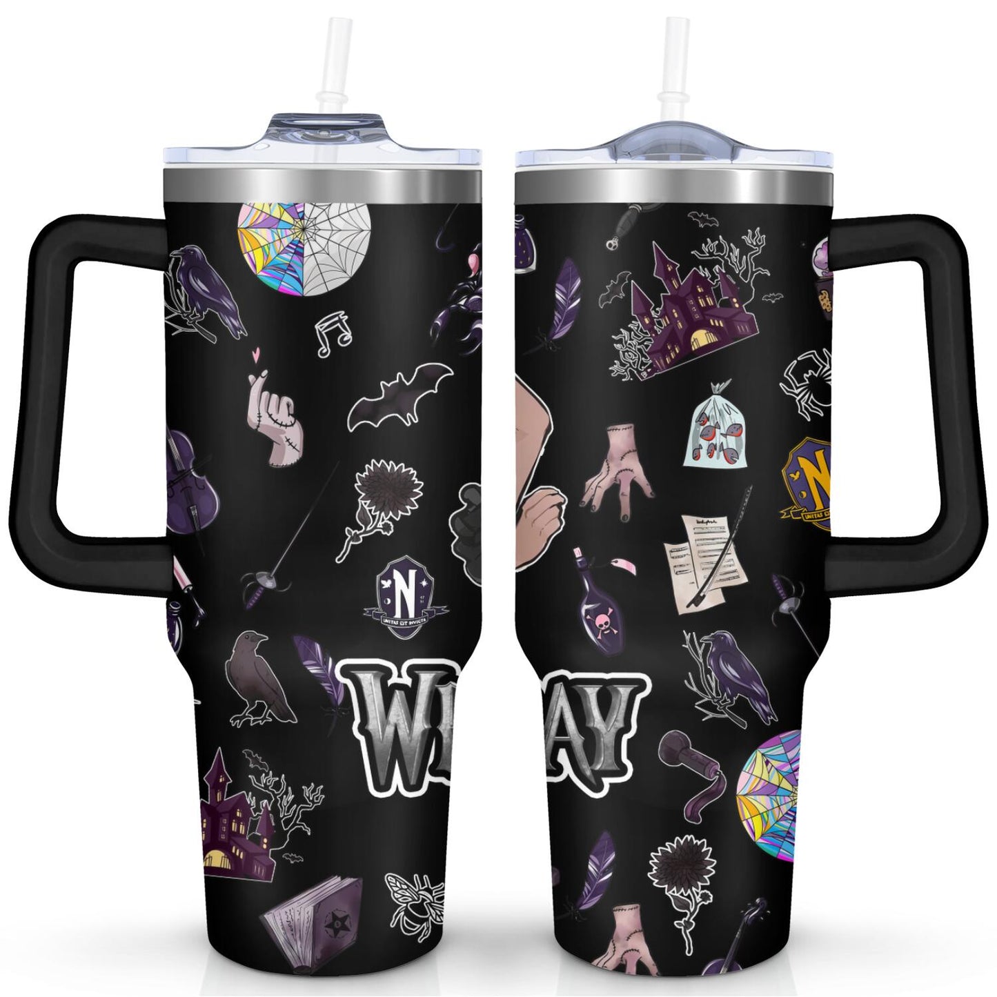 Frostbuddy™ 40oz Wednesday Girl Stainless Steel Tumbler with Lid and Straw,Wednesday Stuff - Reusable Stainless Steel Cup