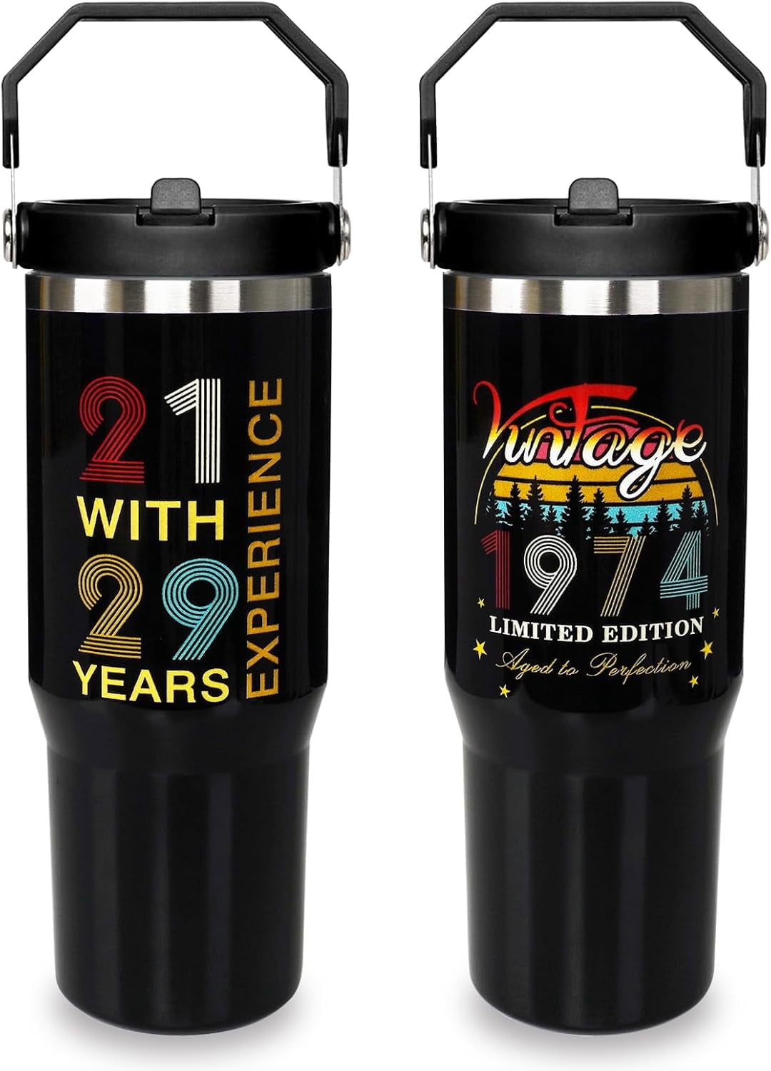 Frostbuddy™ Football Lover Gift 30 oz Flip Straw Tumbler with Top Handle - Insulated Travel Tumbler Cup