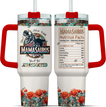 Frostbuddy™ Tumbler 40 Oz With Handle Lid And Straw, Grandmasaurus Nutrition Facts - Reusable Stainless Steel Cup