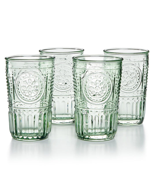 Bormioli Rocco 387595GRS021524 Romantic Tumbler, Set of 4, 10.25 oz, Pastel Green