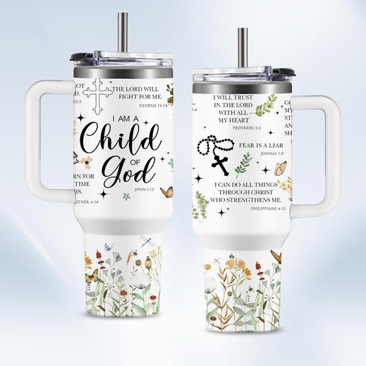 Christian Gifts for Women Faith, Tumblers for Women - Christian Coffee Tumbler 40Oz I Am A Child of God Gifts Cup, Religious Gifts for Women, Biblical Gifts for Women, Spiritual Gifts for Women