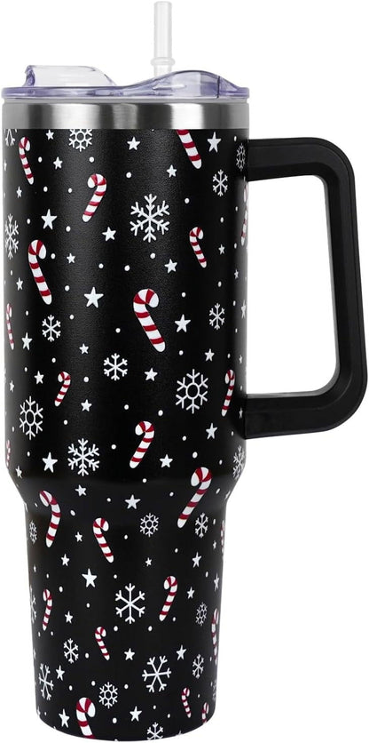 Frostbuddy™ Christmas Tumbler with Handle and Straw Lid 40 oz,Cute Christmas Gifts - Insulated Travel Tumbler Cup