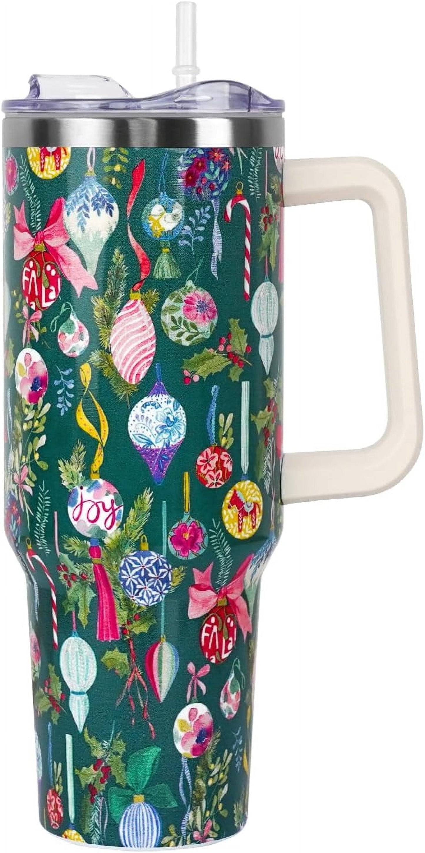 Frostbuddy™ Christmas Tumbler with Handle and Straw Lid 40 oz,Cute Christmas Gifts - Insulated Travel Tumbler Cup