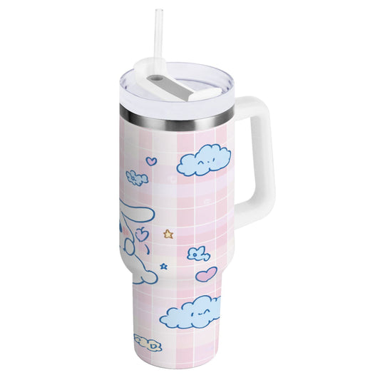 Cinnamoroll Flying in Sky Tumbler with Handle and Straw Lid 30 oz Insulated Vacuum Water Bottle Stainless Steel Travel Cup