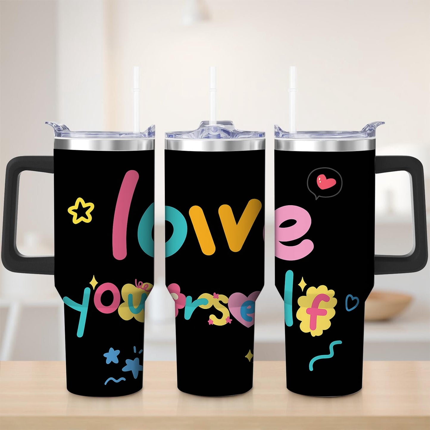 Frostbuddy™ Premium Colorful Love Yourself Stainless Steel Tumbler, 30oz - Insulated Travel Tumbler Cup
