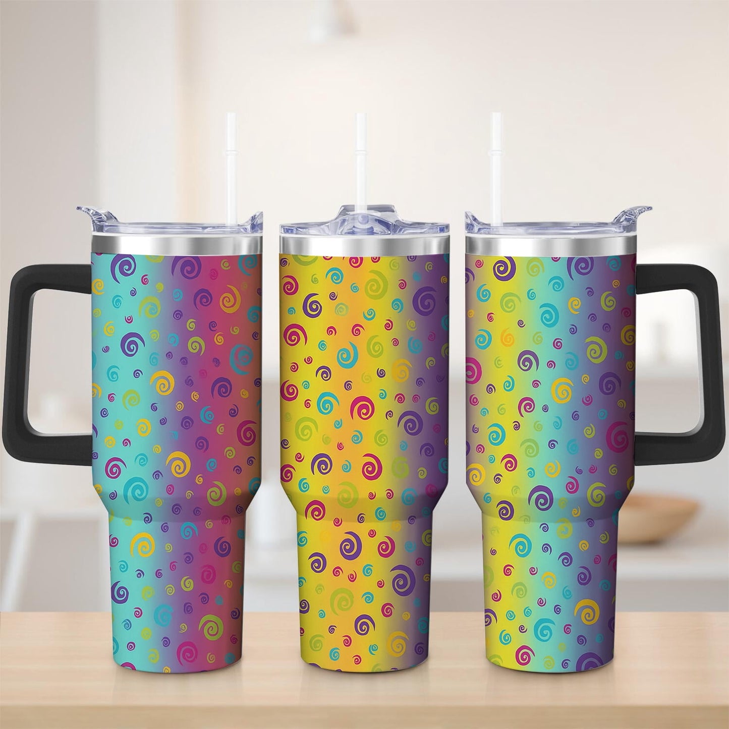Frostbuddy™ Premium Colorful Spiral Gradient Stainless Steel Tumbler, 30oz - Insulated Travel Tumbler Cup