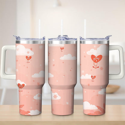 Frostbuddy™ Cute Cloud and Heart Design Stainless Steel Tumbler, 30oz - Insulated Travel Tumbler Cup