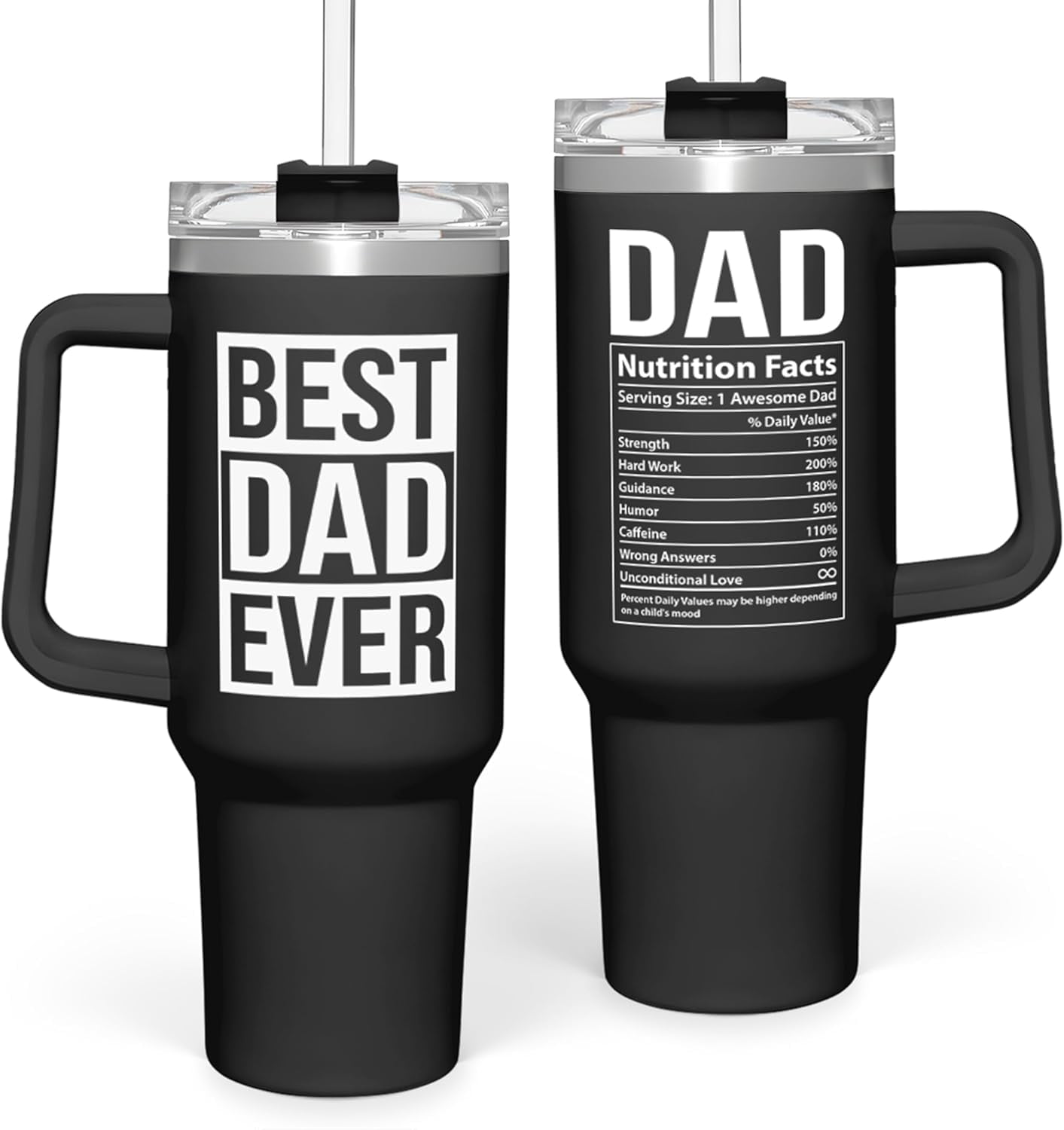Frostbuddy™ Best Dad Ever Tumbler with Handle 40oz Stainless Steel Insulated - Insulated Travel Tumbler Cup
