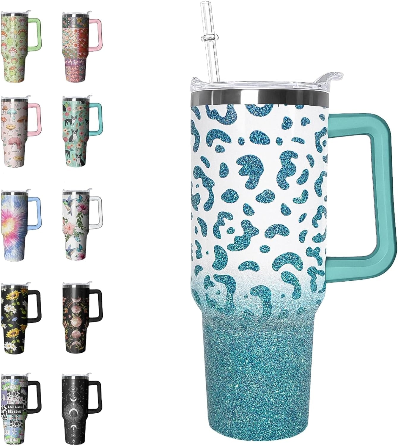 Frostbuddy™ 40 oz Tumbler with Handle and Straw Leak Proof Tumbler 40 - Reusable Stainless Steel Cup