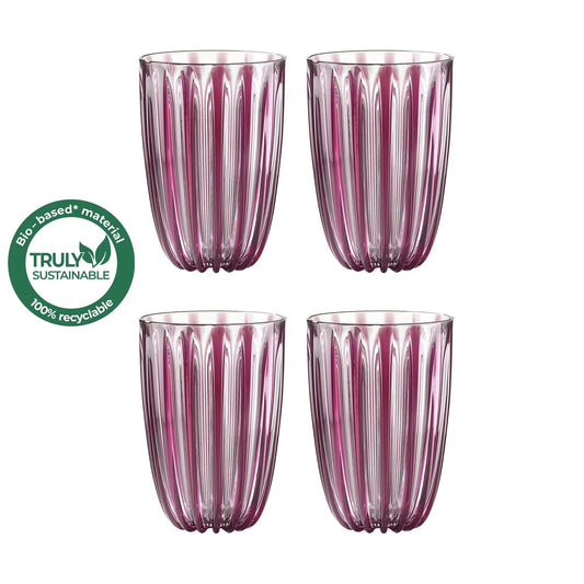 Guzzini Dolcevita Purple Tumbler, Set of 4 Drinkware Modern Bio-Based Plastic Amethyst Tumblers