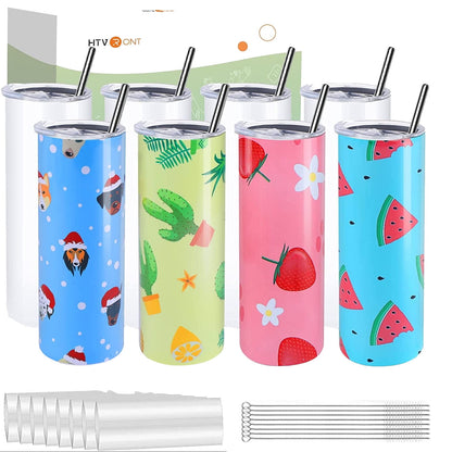 Frostbuddy™ HTVRONT 4 Pack Sublimation Blanks Tumblers 20 OZ Skinny Stainless Steel - Insulated Travel Coffee Mug