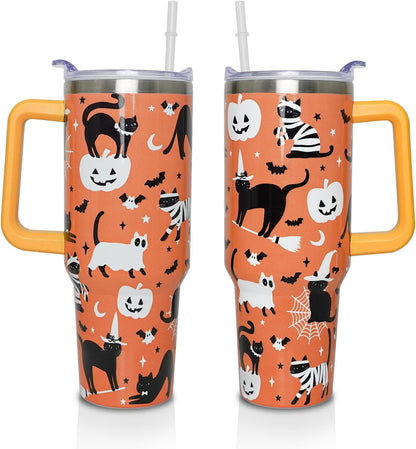 Frostbuddy™ 40 Oz Tumbler with Handle and Straw, Cute Stainless Steel Double - Reusable Stainless Steel Cup