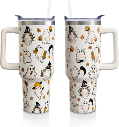 Frostbuddy™ 40 Oz Tumbler with Handle and Straw, Cute Stainless Steel Double - Reusable Stainless Steel Cup