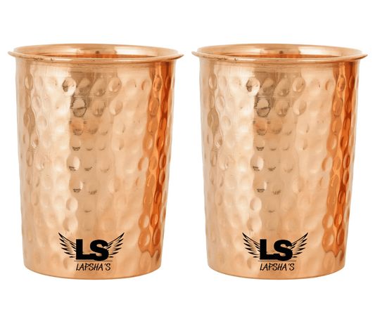 Handcrafted Pure Copper Hammered Tumbler Size-300 ML | Ayurvedic Drinking Cup for Water | Leak-Proof, Food-Grade Copper Glass | Traditional Indian Design