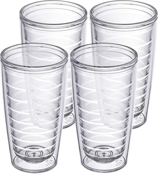 Homestead Choice Insulated Tumblers, 16oz 4-Pack Double Walled Clear Insulated Drinking Glasses Cup