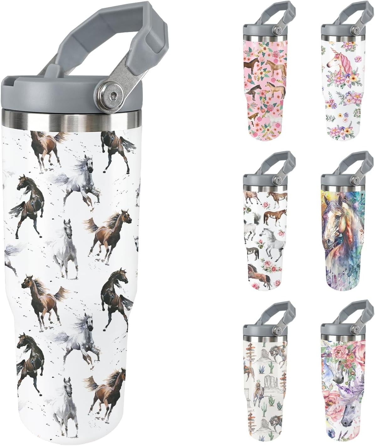 Frostbuddy™ Horse Tumbler with Lid and Straw Stainless Steel Tumblers 30 Oz - Leakproof Insulated Water Bottle