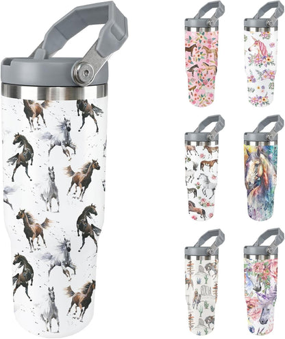 Frostbuddy™ Horse Tumbler with Lid and Straw Stainless Steel Tumblers 30 Oz - Leakproof Insulated Water Bottle