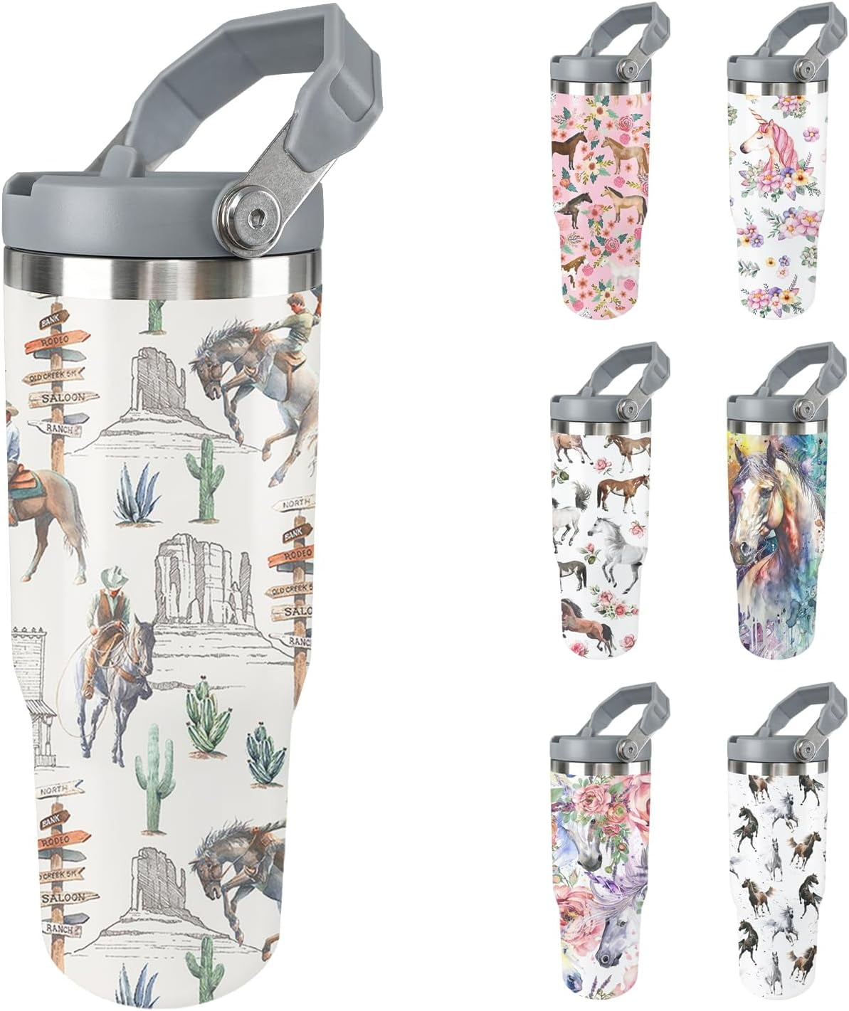 Frostbuddy™ Horse Tumbler with Lid and Straw Stainless Steel Tumblers 30 Oz - Leakproof Insulated Water Bottle