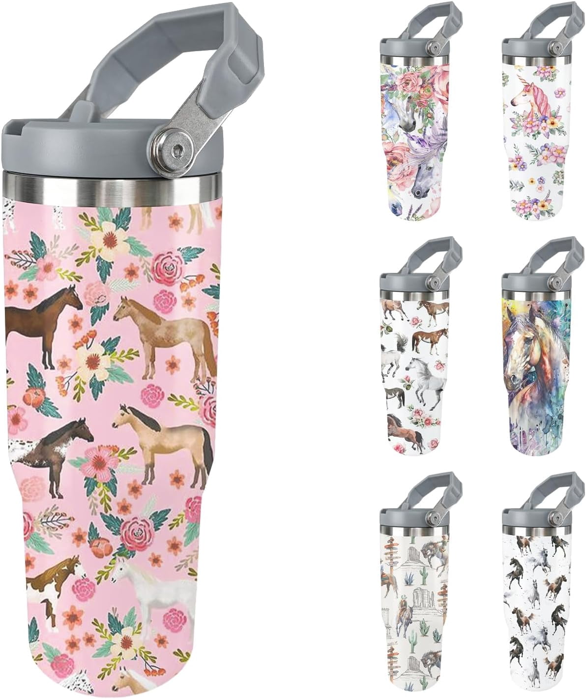 Frostbuddy™ Horse Tumbler with Lid and Straw Stainless Steel Tumblers 30 Oz - Leakproof Insulated Water Bottle