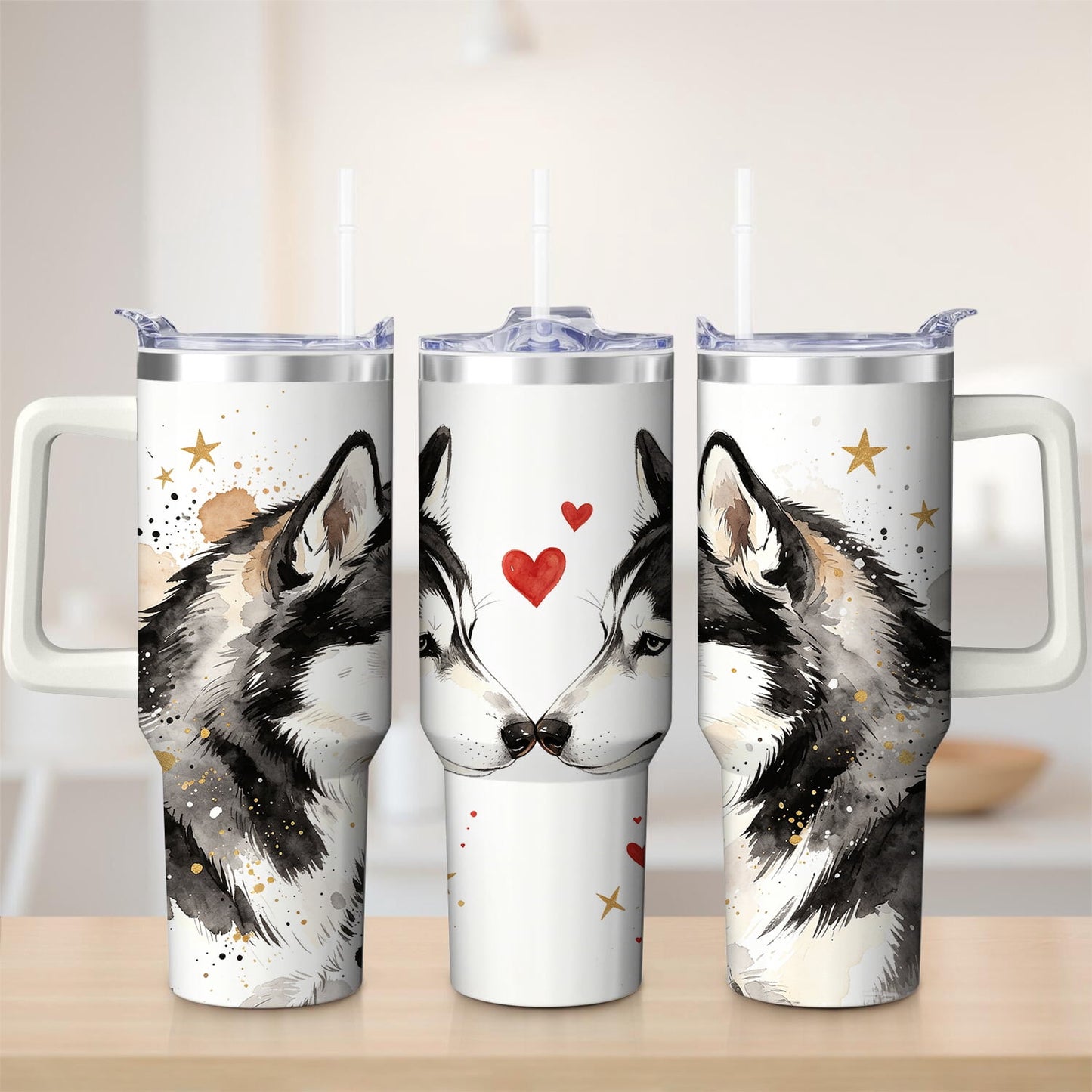 Frostbuddy™ Premium Husky Love Design Stainless Steel Tumbler, 40oz - Insulated Travel Tumbler Cup