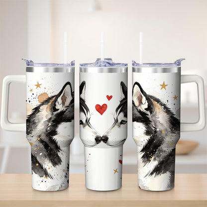 Frostbuddy™ Premium Husky Love Design Stainless Steel Tumbler, 40oz - Insulated Travel Tumbler Cup