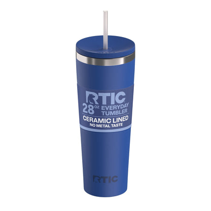 Frostbuddy™ 28 oz Ceramic Lined Everyday Tumbler, Spill-Resistant Straw Lid, Marine - Insulated Travel Tumbler Cup