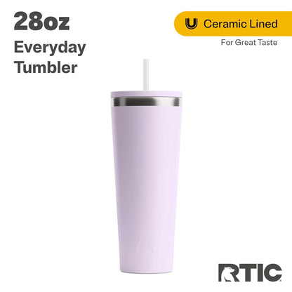 Frostbuddy™ 28 oz Ceramic Lined Everyday Tumbler, Spill-Resistant Straw Lid, Plum - Insulated Travel Tumbler Cup