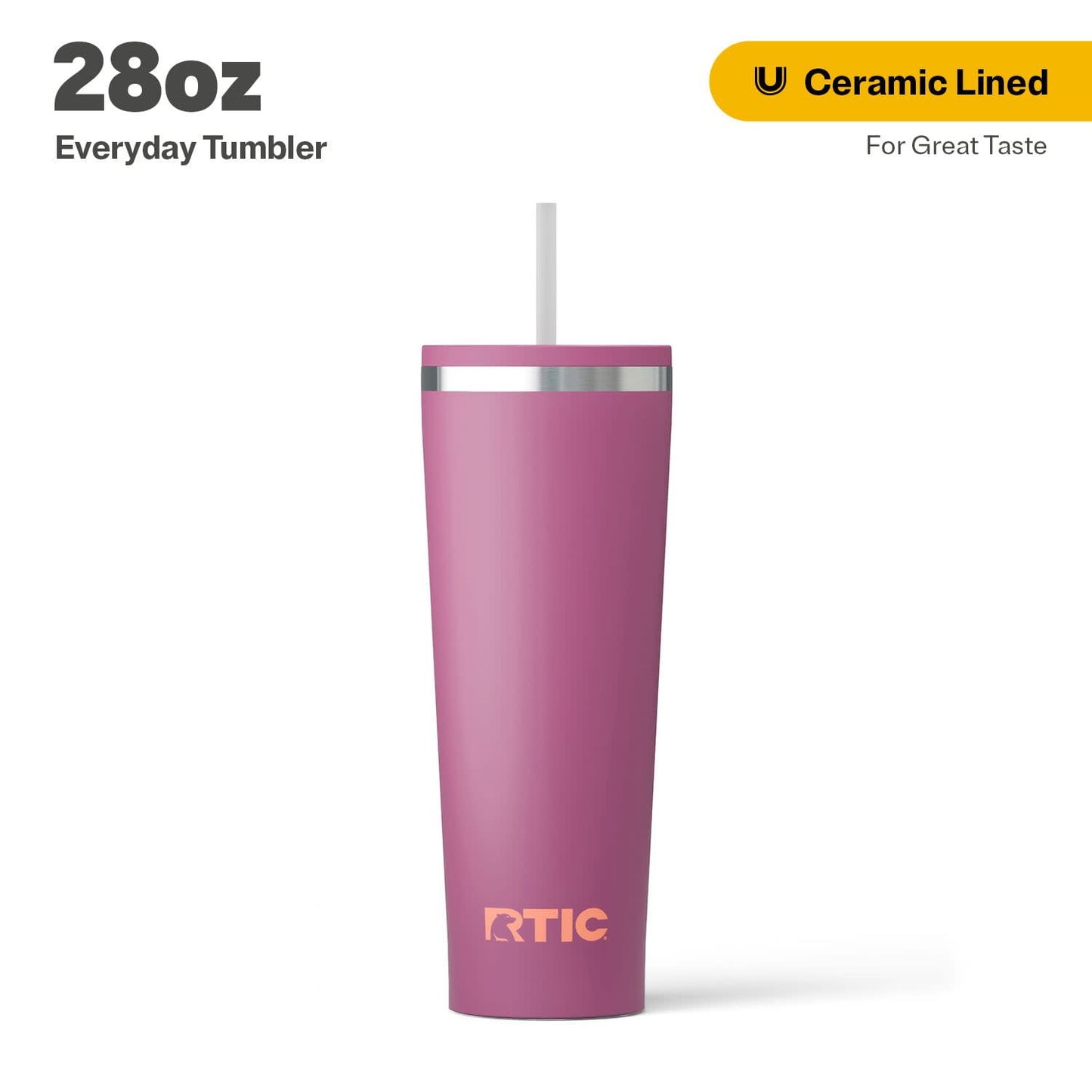 Frostbuddy™ 28 oz Ceramic Lined Everyday Tumbler, Spill-Resistant Straw Lid, Plum - Insulated Travel Tumbler Cup