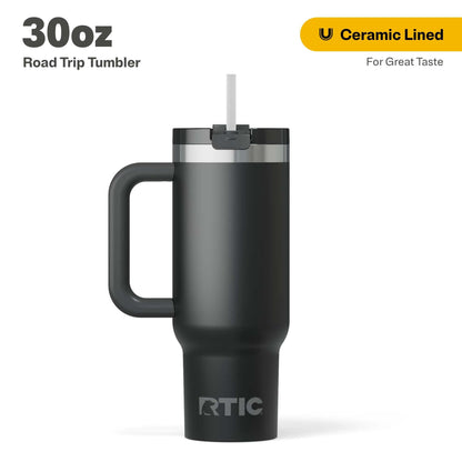 Frostbuddy™ 30 oz Ceramic Lined Road Trip Tumbler with Handle - Insulated Travel Tumbler Cup