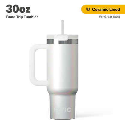 Frostbuddy™ 30 oz Ceramic Lined Road Trip Tumbler with Handle - Insulated Travel Tumbler Cup