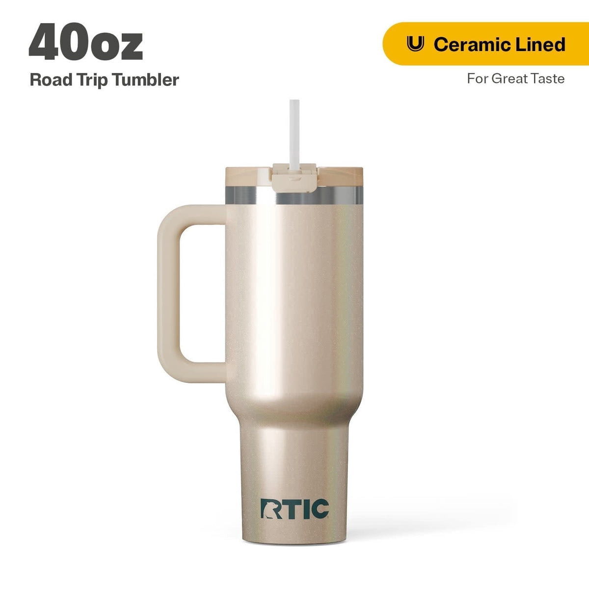 Frostbuddy™ 40 oz Ceramic Lined Road Trip Tumbler with Handle - Insulated Travel Tumbler Cup