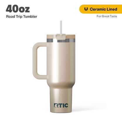 Frostbuddy™ 40 oz Ceramic Lined Road Trip Tumbler with Handle - Insulated Travel Tumbler Cup
