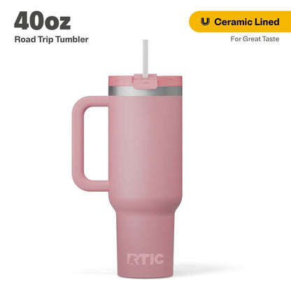 Frostbuddy™ 40 oz Ceramic Lined Road Trip Tumbler with Handle - Insulated Travel Tumbler Cup