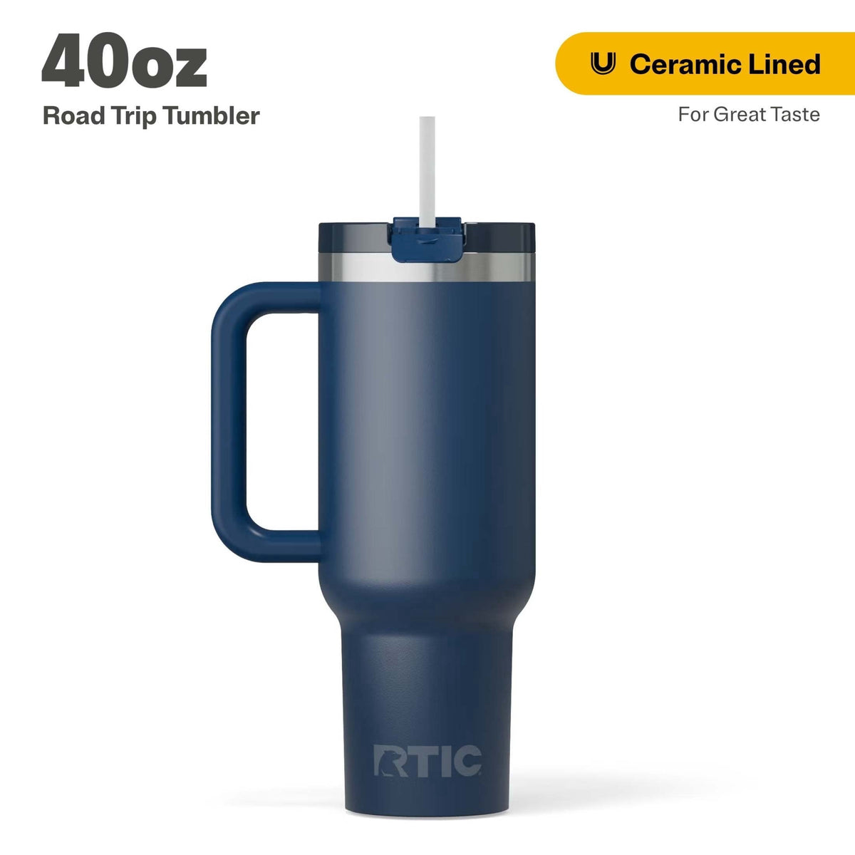 Frostbuddy™ 40 oz Ceramic Lined Road Trip Tumbler with Handle - Insulated Travel Tumbler Cup