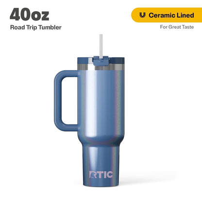 Frostbuddy™ 40 oz Ceramic Lined Road Trip Tumbler with Handle - Insulated Travel Tumbler Cup