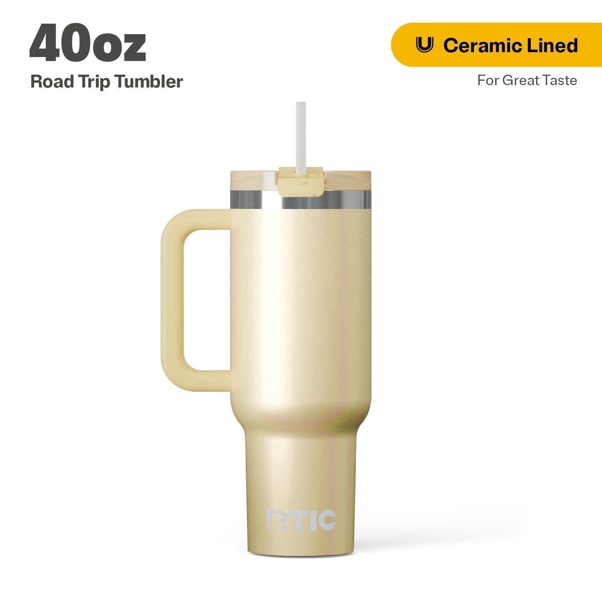 Frostbuddy™ 40 oz Ceramic Lined Road Trip Tumbler with Handle - Insulated Travel Tumbler Cup