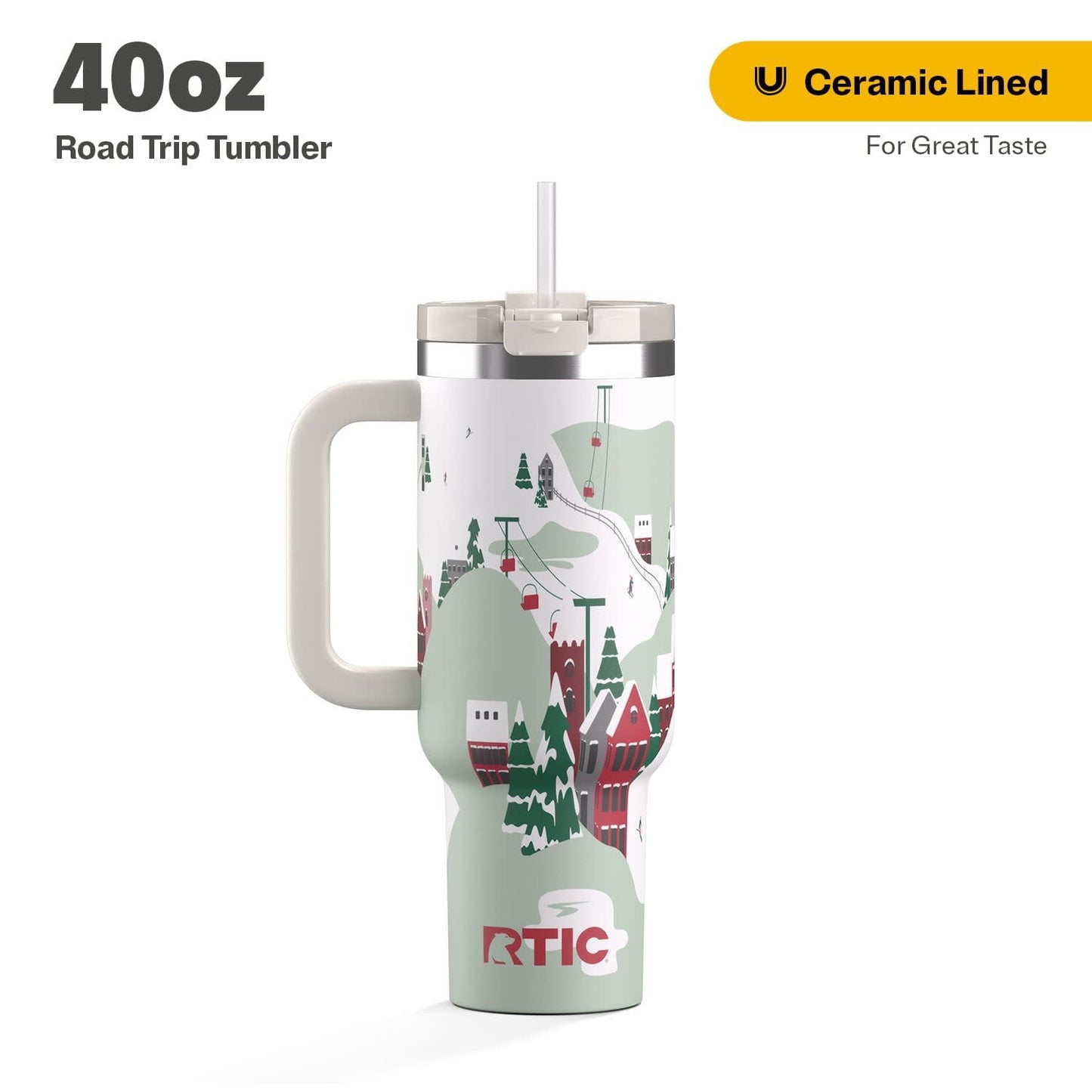 Frostbuddy™ 40 oz Ceramic Lined Road Trip Tumbler, Leak-Resistant Straw Lid - Insulated Travel Tumbler Cup