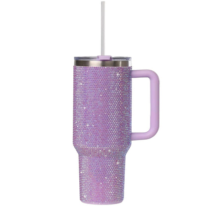 Frostbuddy™ STP GOODS Stainless Steel Rhinestone Insulated Tumbler with Handle Lid - Insulated Travel Tumbler Cup
