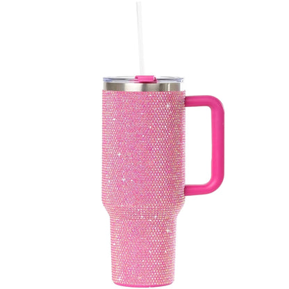 Frostbuddy™ STP GOODS Stainless Steel Rhinestone Insulated Tumbler with Handle Lid - Insulated Travel Tumbler Cup