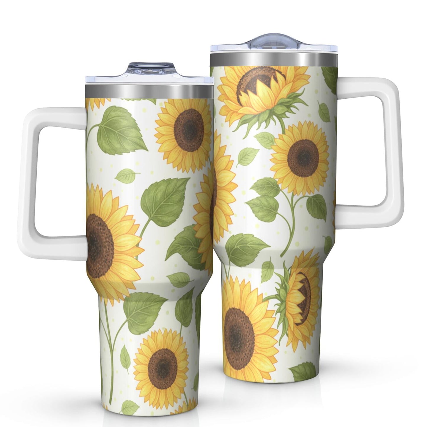 Frostbuddy™ Leopard Print 40oz Tumbler with Handle and Straw, Large Capacity Travel - Reusable Stainless Steel Cup