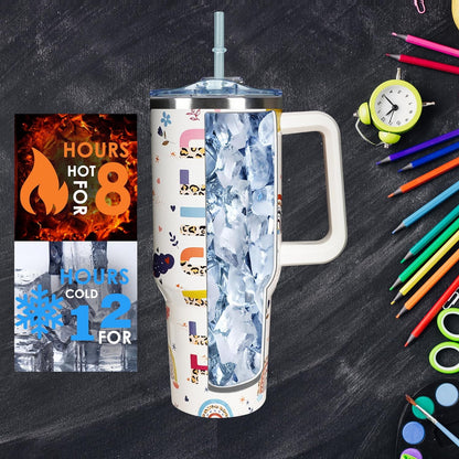 Frostbuddy™ 40 Oz Tumbler With Handle 40oz Purple Butterfly Tumbler With Lid - Insulated Travel Coffee Mug
