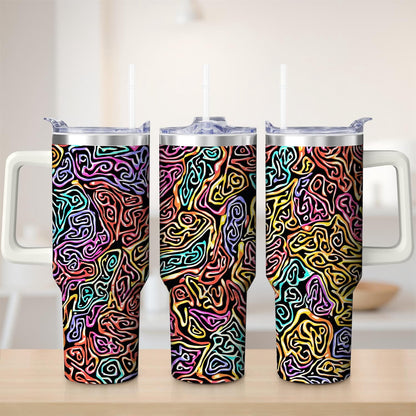 Frostbuddy™ Premium Vibrant Abstract Pattern Stainless Steel Tumbler, 40oz - Insulated Travel Tumbler Cup