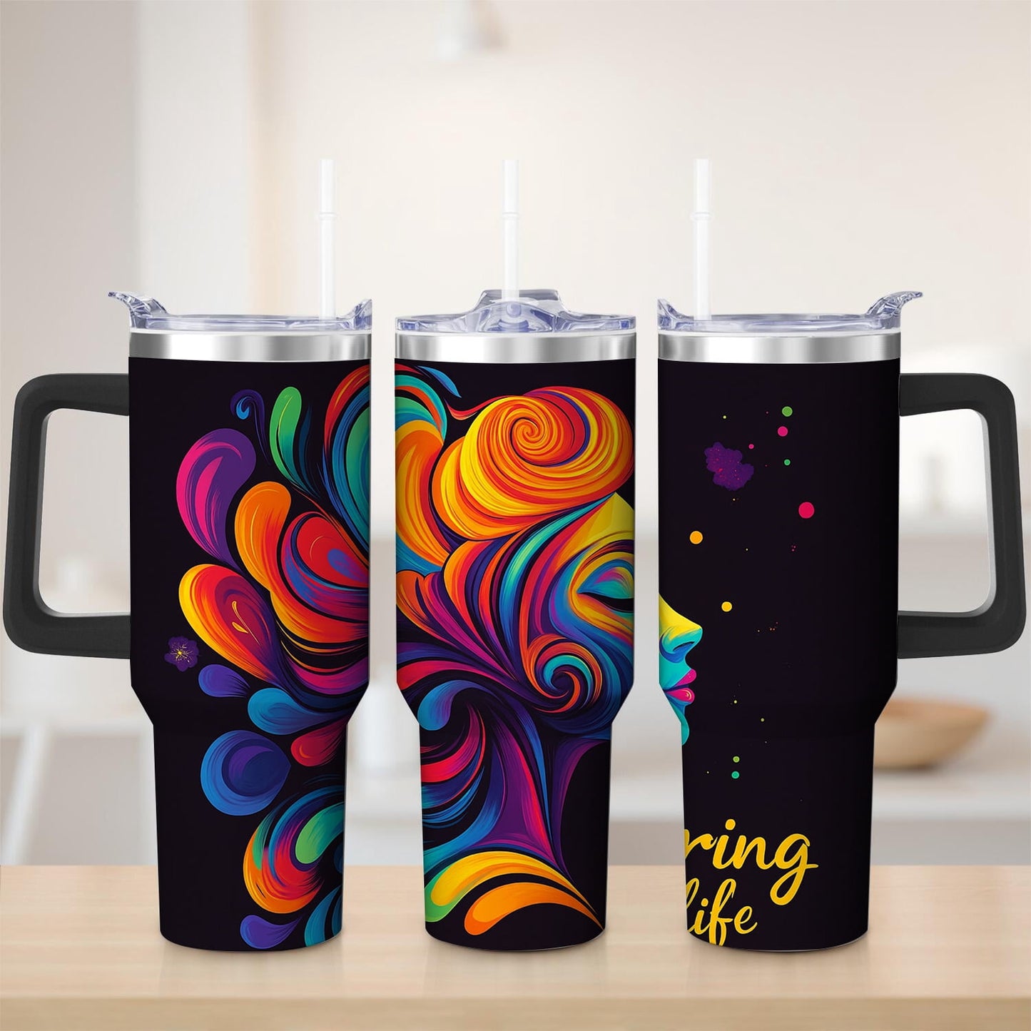 Frostbuddy™ Premium Vibrant Abstract Swirl Stainless Steel Tumbler, 30oz - Insulated Travel Tumbler Cup